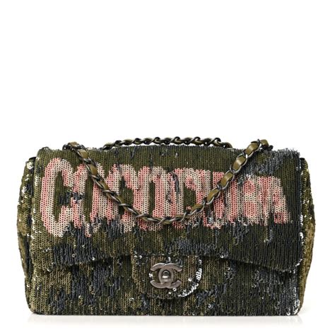 sequence coco cuba chanel vintage in green|CHANEL Sequin Coco Cuba Medium Single Flap Khaki.